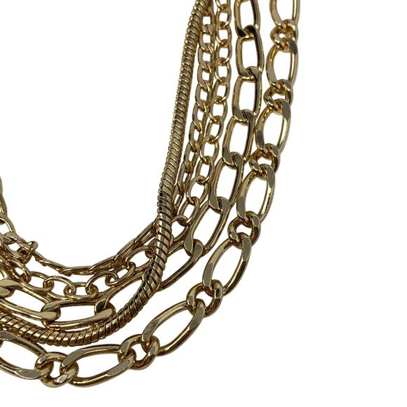 J.Crew Factory Mixed Chain Four Layer Necklace Gold Tone Metal NEW - Picture 2 of 5